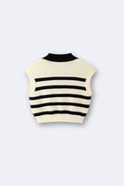 Old Money Women's Stylish Striped Knitted Sweater Polo Vest - BLENIN - Old Money Elegant Clothing Brand