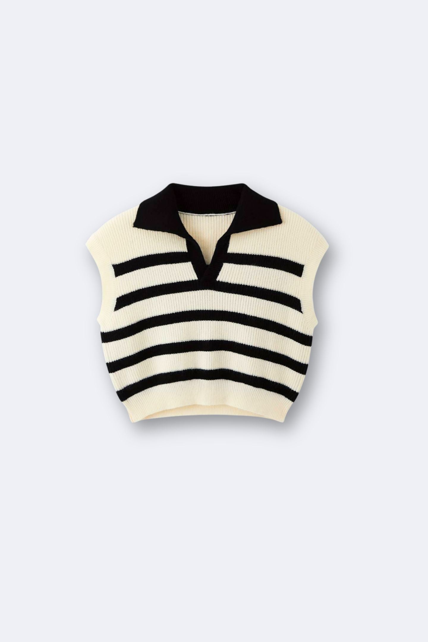 Old Money Women's Stylish Striped Knitted Sweater Polo Vest - BLENIN - Old Money Elegant Clothing Brand