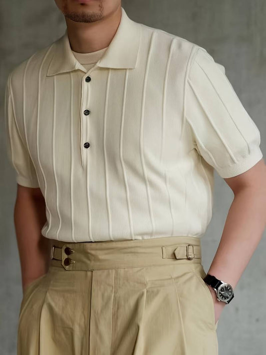 Old Money Spring Summer Button-Up Polo Heavy T-Shirt