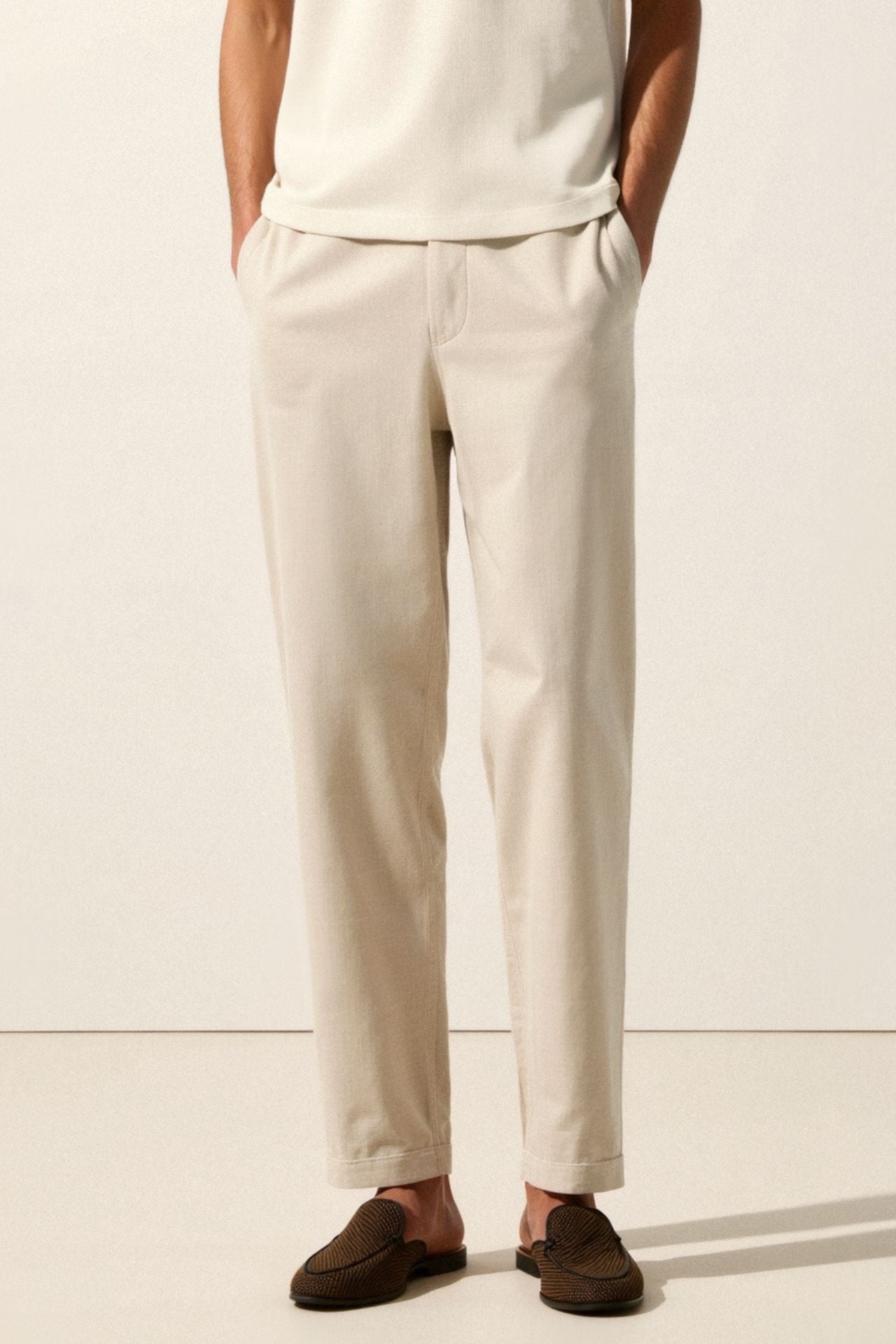 【MODERNIF】Scone linen banding pants FineLegends™ Classic Beige Pant