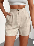 Old Money Elegant Button Front Pocket Design Shorts - BLENIN - Old Money Elegant Clothing Brand