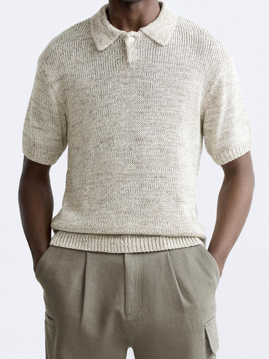Old Money Buttoned Knit Polo T-Shirt