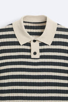 Old Money Knitted Striped Heavy Polo T-Shirt - BLENIN - Old Money Elegant Clothing Brand