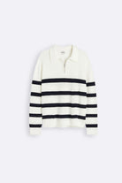 Old Money Striped Quater Zip Woolen Sweater - BLENIN - Old Money Elegant Clothing Brand