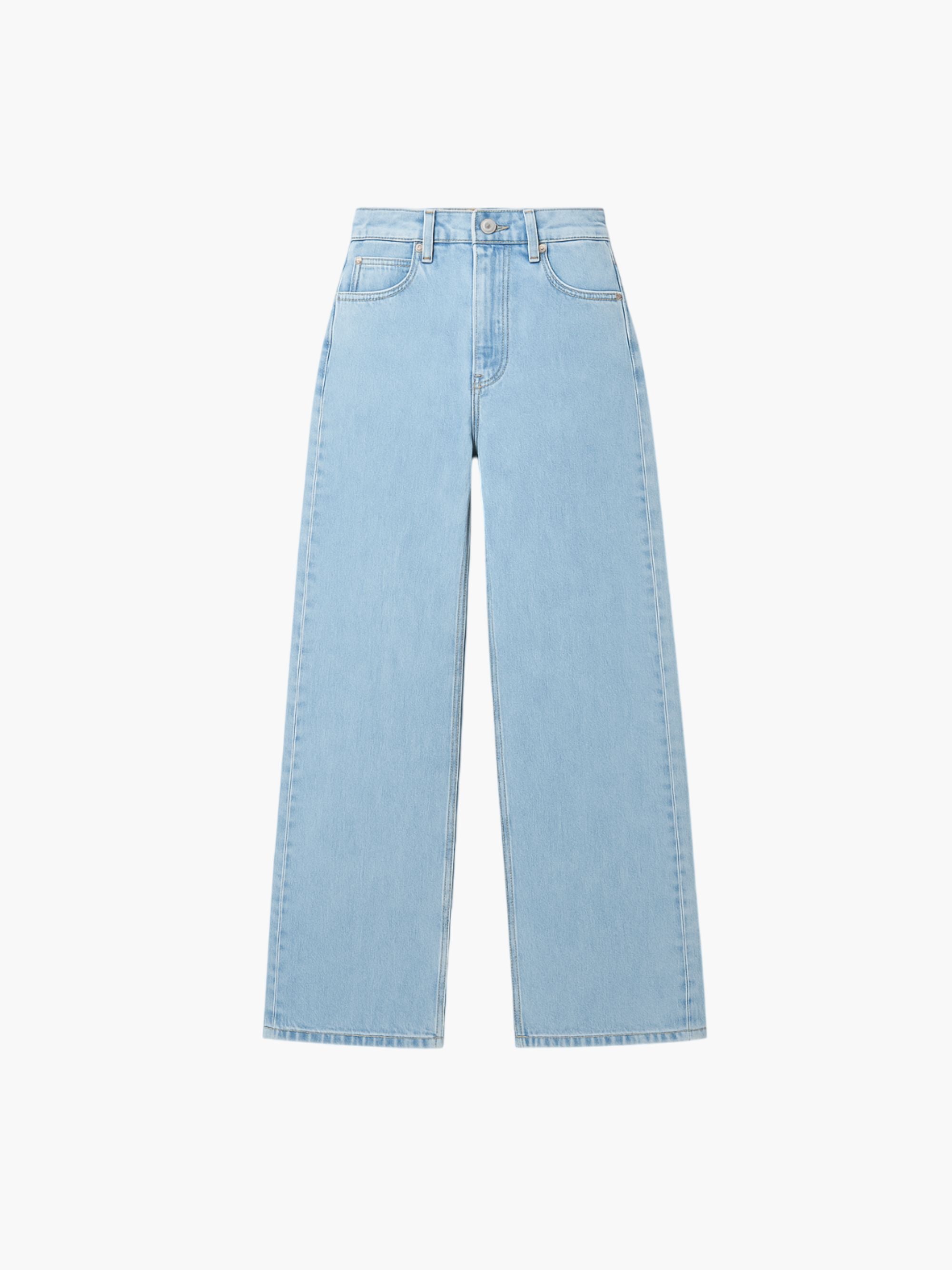 Light blue jeans on a white background