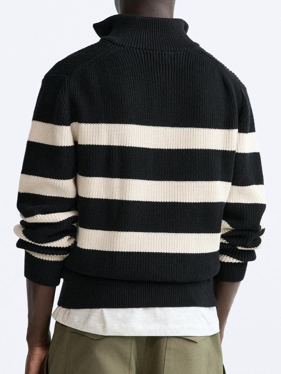 Old Money Wool Elegant Striped Sweater - BLENIN - Old Money Elegant Clothing Brand