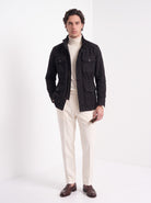 BLENIN men's brushed field jacket in black, full-length look