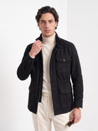 BLENIN men's brushed field jacket in black, front portrait