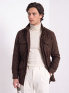 BLENIN men's brushed field jacket in chocolate, upper body
