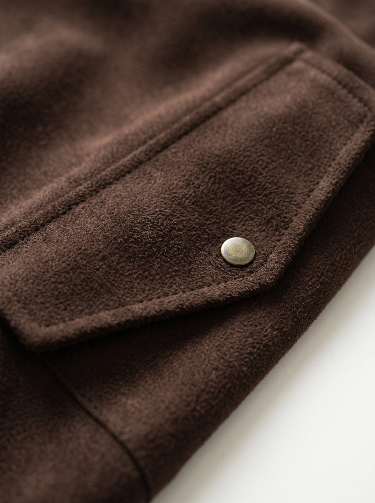 BLENIN men's brushed field jacket in chocolate, fabric close-up