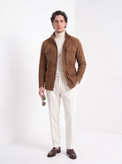BLENIN men's brushed field jacket in tobacco, full-length look