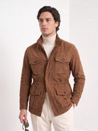 BLENIN men's brushed field jacket in tobacco, upper body