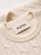 Men's cashmere cable knit T-shirt in cream, BLENIN label