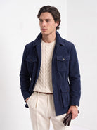 BLENIN men's corduroy field jacket in navy, upper body