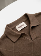 Men's cotton knitted polo shirt in brown, BLENIN label