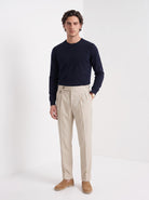 Men's high waisted trousers in beige, full-length