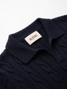 Men's cashmere knitted polo shirt in navy, BLENIN label