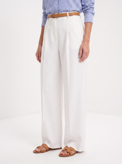 Women's belted wide leg trousers in beige