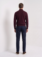 Men's quarter zip sweater in burgundy