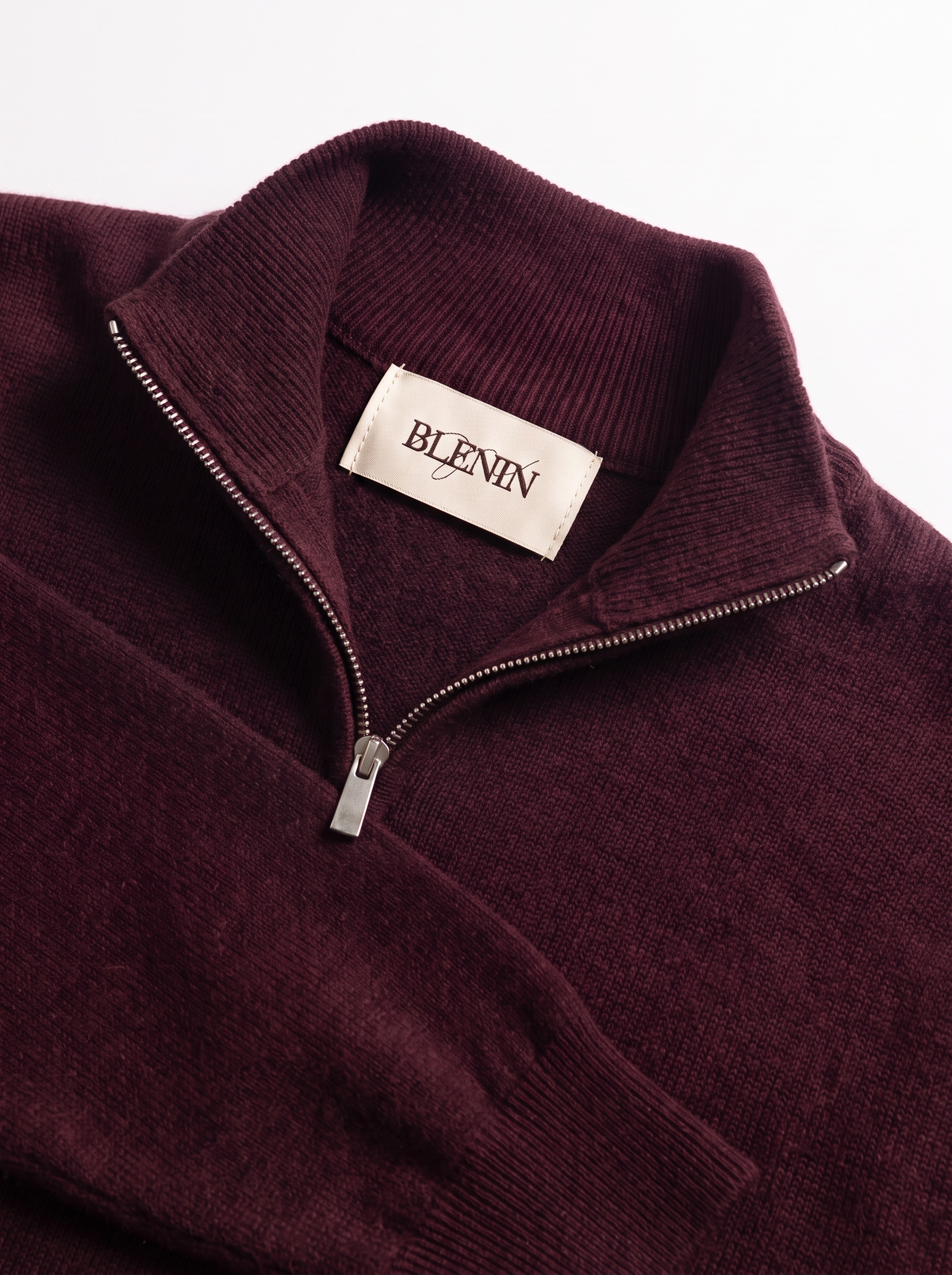 Men's quarter zip sweater in burgundy