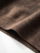 BLENIN men's brushed knit polo sweater in coffee, fabric close-up