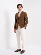 BLENIN men's corduroy blazer in brown, full-length front view