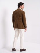 BLENIN men's corduroy blazer in brown, back view