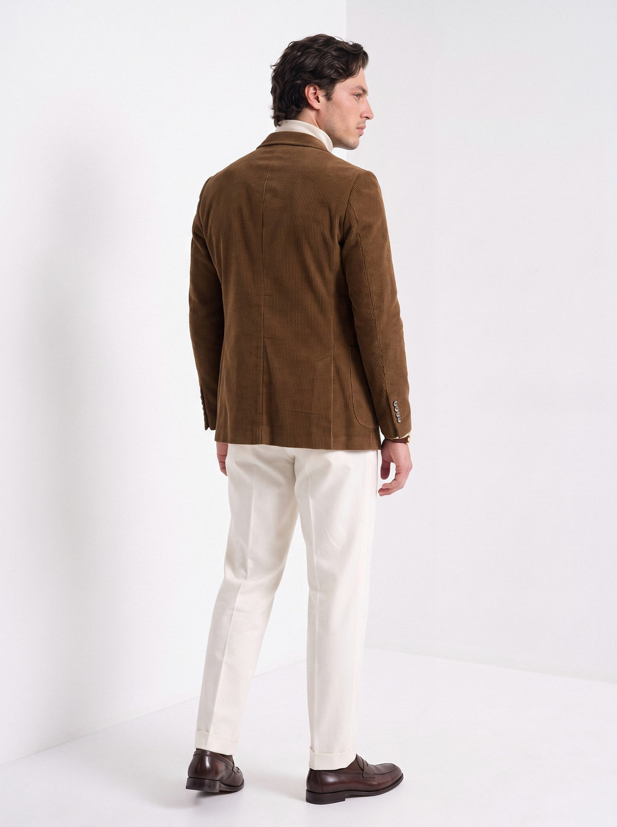 BLENIN men's corduroy blazer in brown, back view