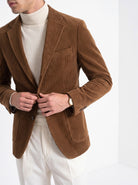 BLENIN men's corduroy blazer in brown, styled detail