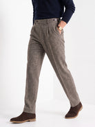 BLENIN men's naples tweed trousers in brown, styled detail