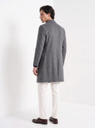 BLENIN men's wool blend overcoat in grey, back view
