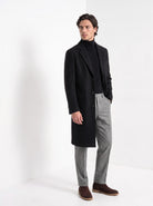 BLENIN men's wool blend overcoat in black, three-quarter view