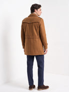 BLENIN men's double collar wool coat in camel, back view