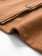 BLENIN men's double collar wool coat in camel, fabric close-up