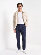 BLENIN men's corduroy sherpa jacket in cream, full-length front view