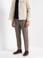 BLENIN men's corduroy sherpa jacket in cream, fit detail