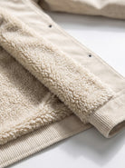 BLENIN men's corduroy sherpa jacket in cream, fabric close-up