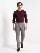 BLENIN men's herringbone wool trousers in grey, full-length look