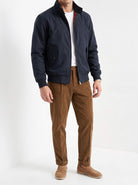 BLENIN men's harrington jacket in navy, fit detail