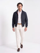 BLENIN men's harrington jacket in navy, full-length look