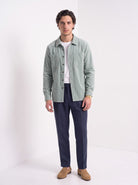 BLENIN men's corduroy overshirt in sage, full-length look