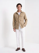 BLENIN men's twill field jacket in khaki, full-length front view