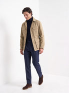 BLENIN men's twill field jacket in khaki, full outfit, walking