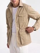 BLENIN men's twill field jacket in khaki, styled detail