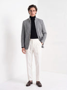 BLENIN men's stand collar tweed-look jacket in grey, full-length look