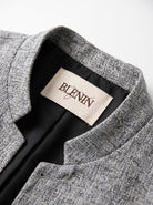 BLENIN stand collar tweed-look jacket, woven BLENIN label