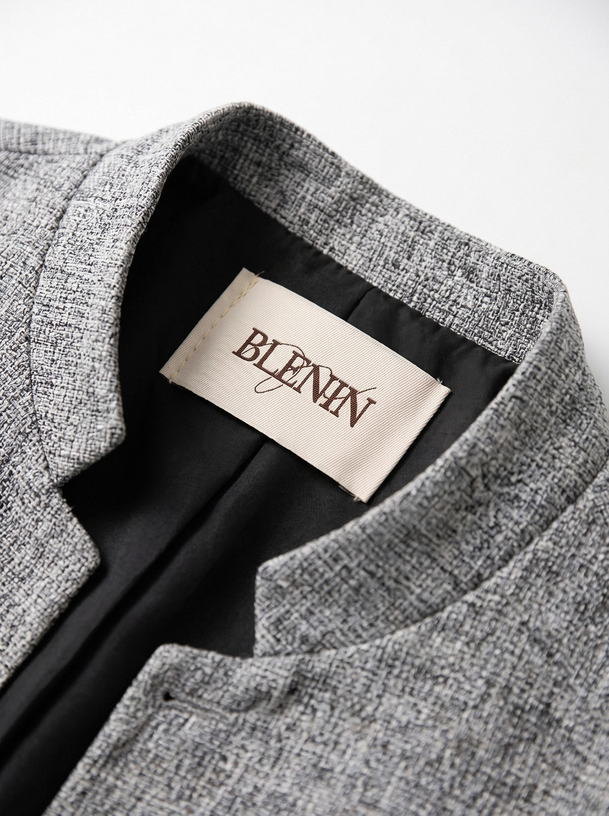 BLENIN stand collar tweed-look jacket, woven BLENIN label