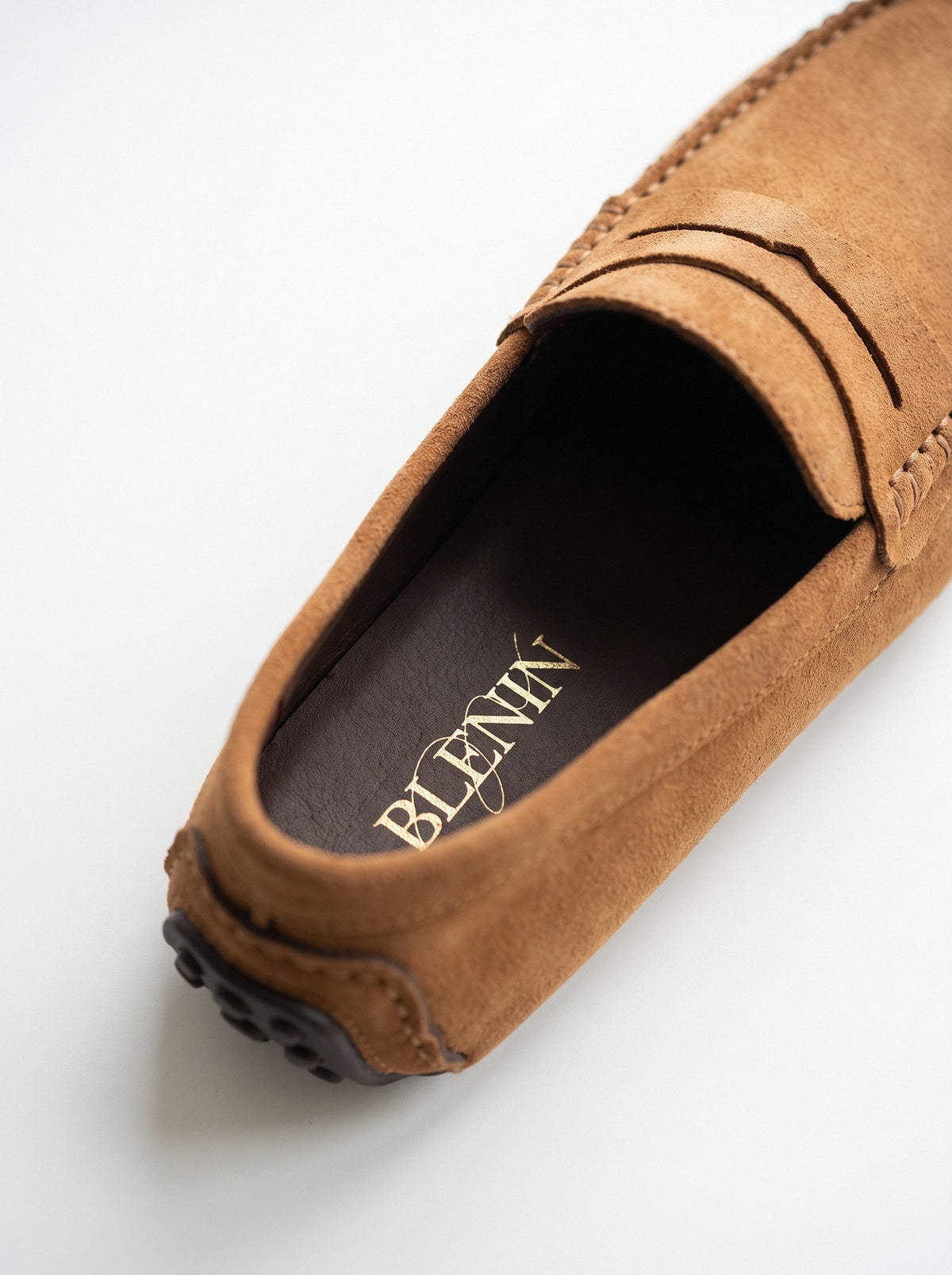 BLENIN suede-look driving loafers, BLENIN insole logo