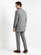 BLENIN men's stand collar wool blend coat in grey, back view