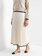 BLENIN piped collar sweater in oatmeal, fit detail at the hem and cuff